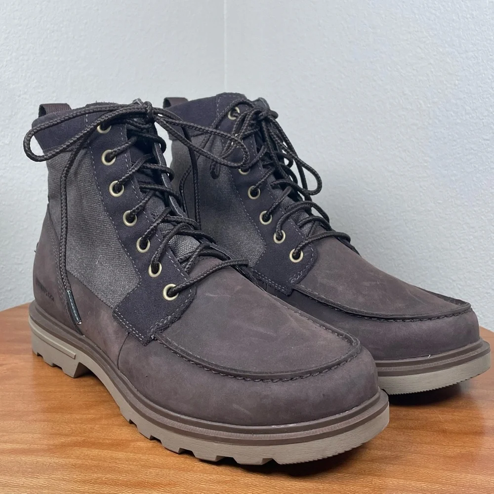 Sorel Men's Carson Moc Waterproof Boot Lace Up Full Grain Leather Brown Size 8